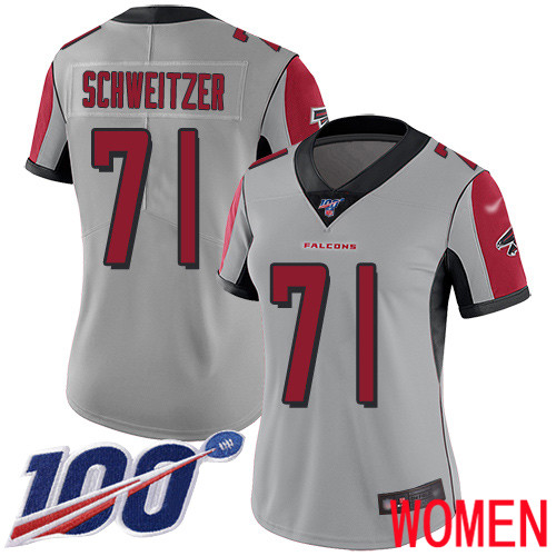 Atlanta Falcons Limited Silver Women Wes Schweitzer Jersey NFL Football 71 100th Season Inverted Legend